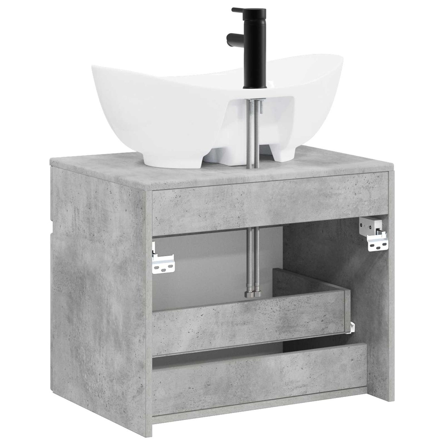 Bathroom Furniture Set Concrete Grey Engineered Wood