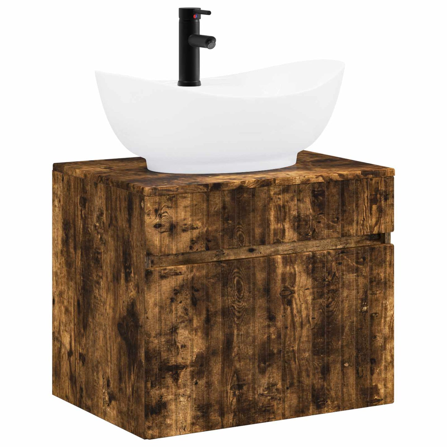 Bathroom Furniture Set Smoked Oak Engineered Wood