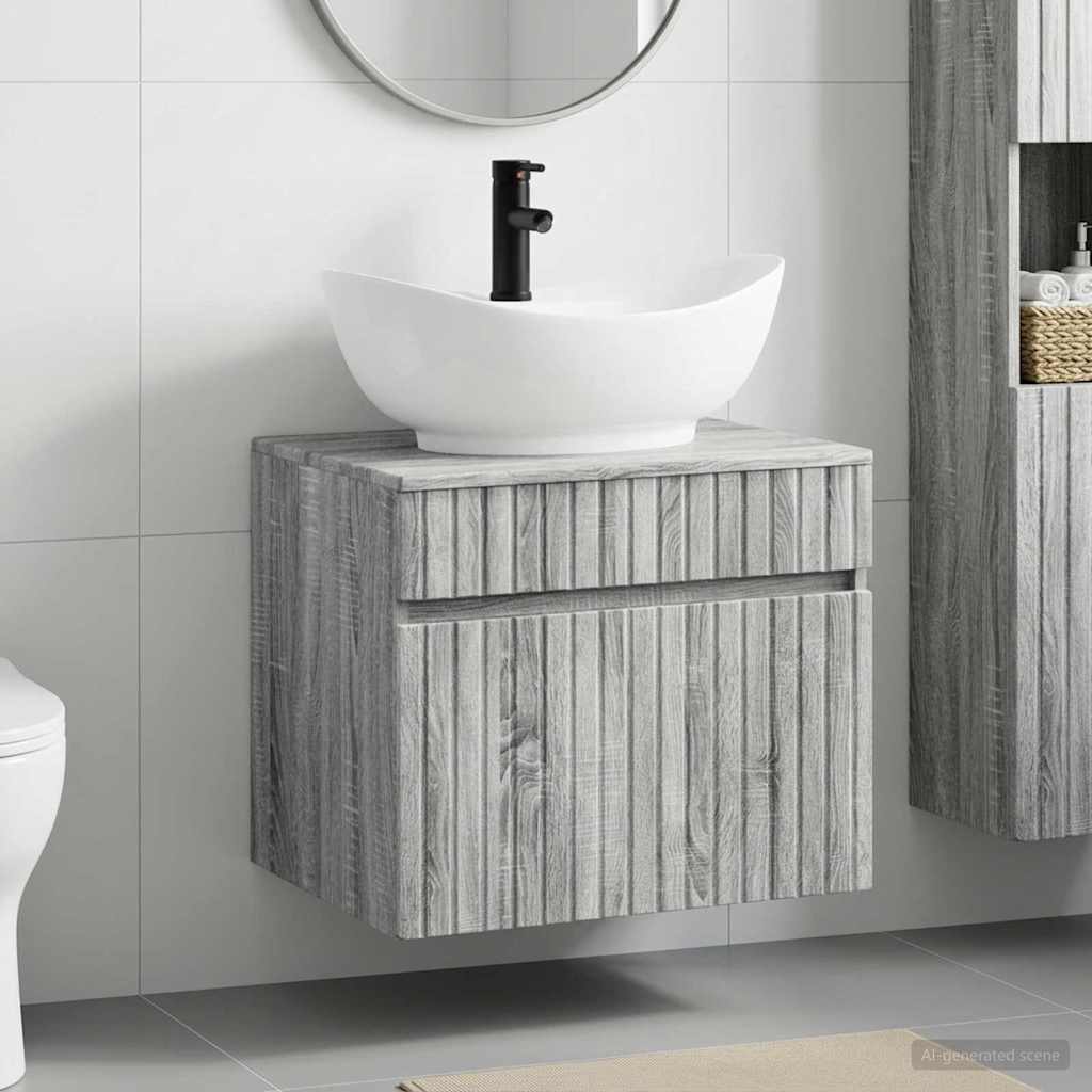 Bathroom Furniture Set Grey Sonoma Engineered Wood