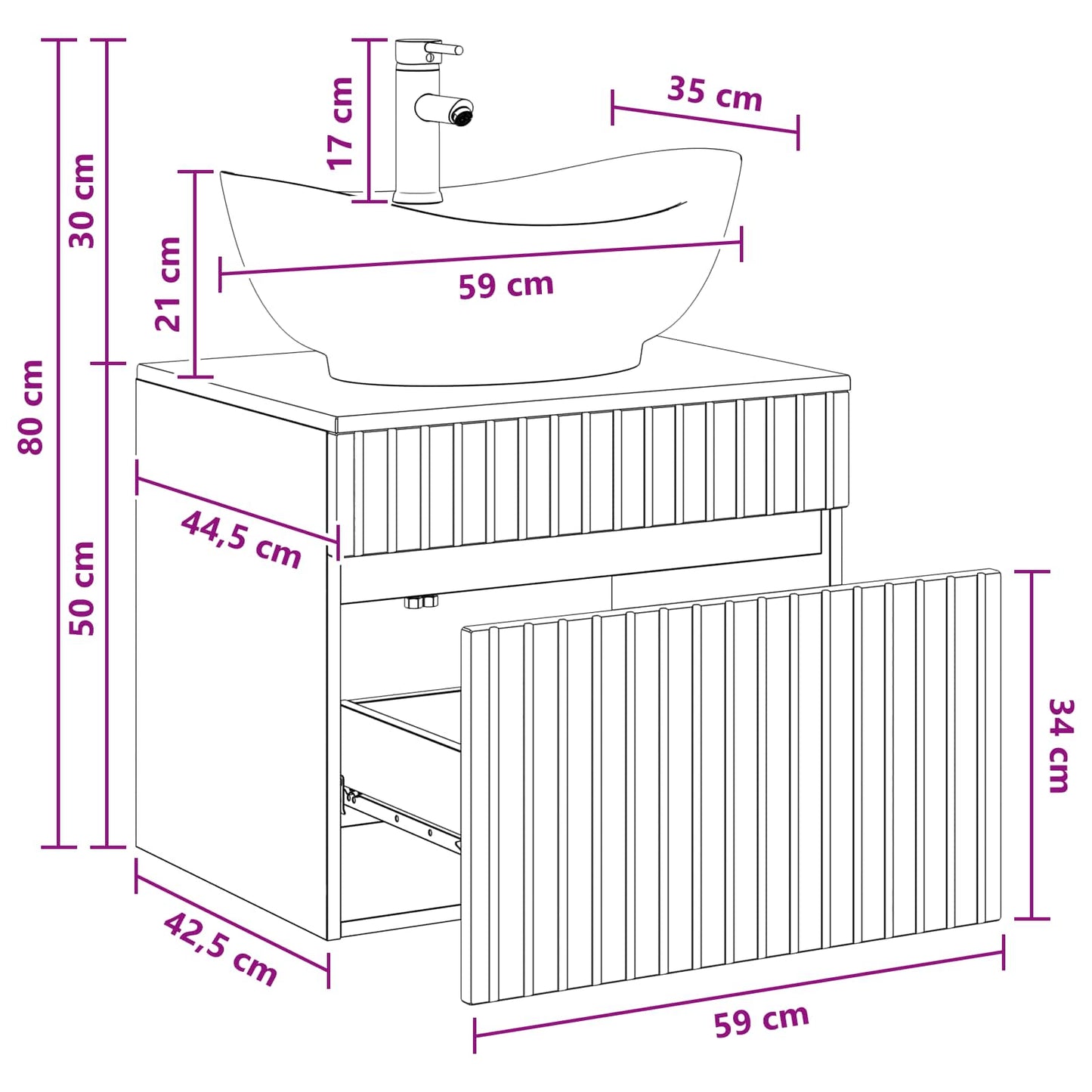 Bathroom Furniture Set Grey Sonoma Engineered Wood