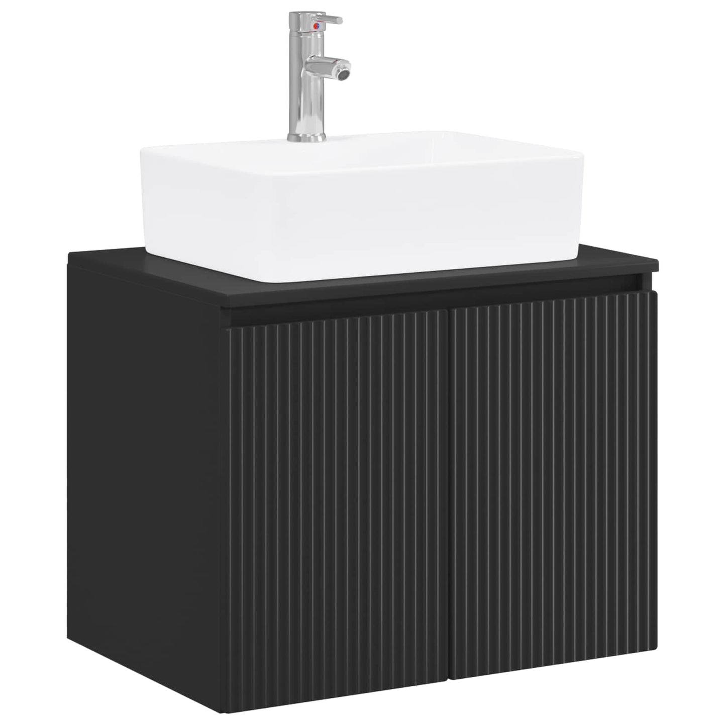 Bathroom Furniture Set Black Engineered Wood