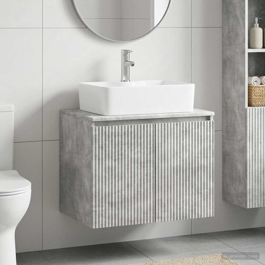 Bathroom Furniture Set Concrete Grey Engineered Wood