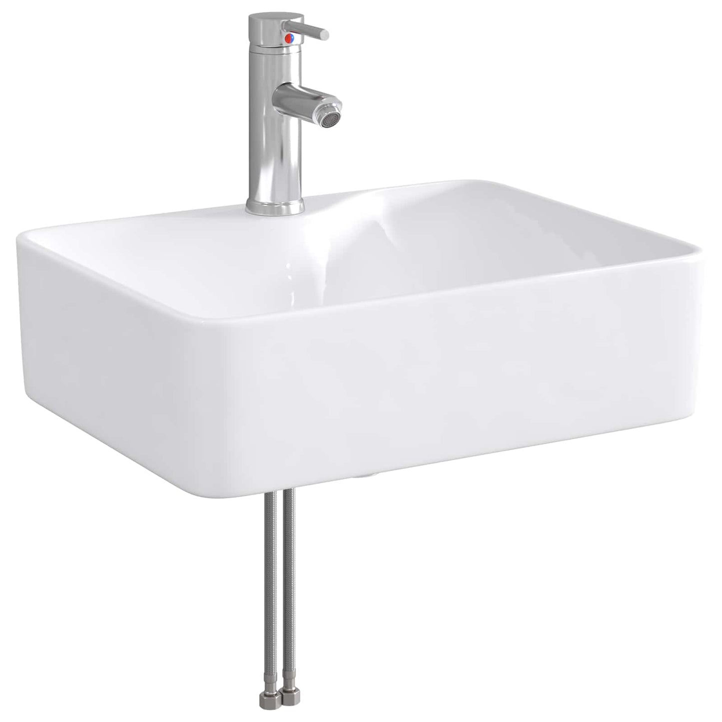 Bathroom Furniture Set High Gloss White Engineered Wood