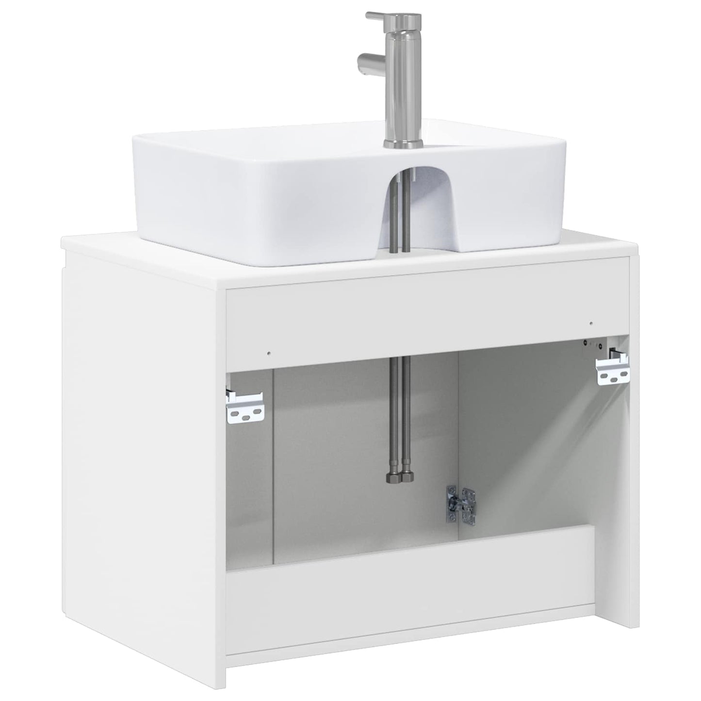 Bathroom Furniture Set High Gloss White Engineered Wood