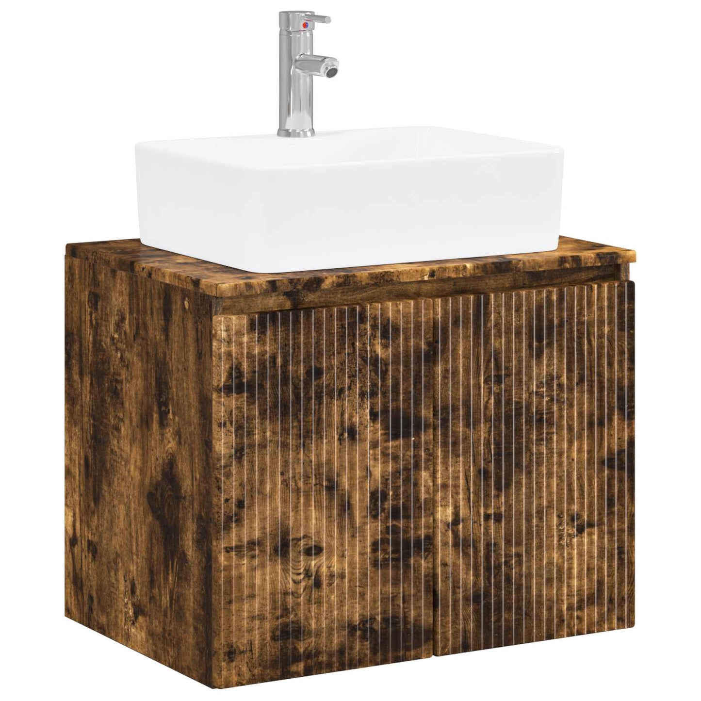 Bathroom Furniture Set Smoked Oak Engineered Wood