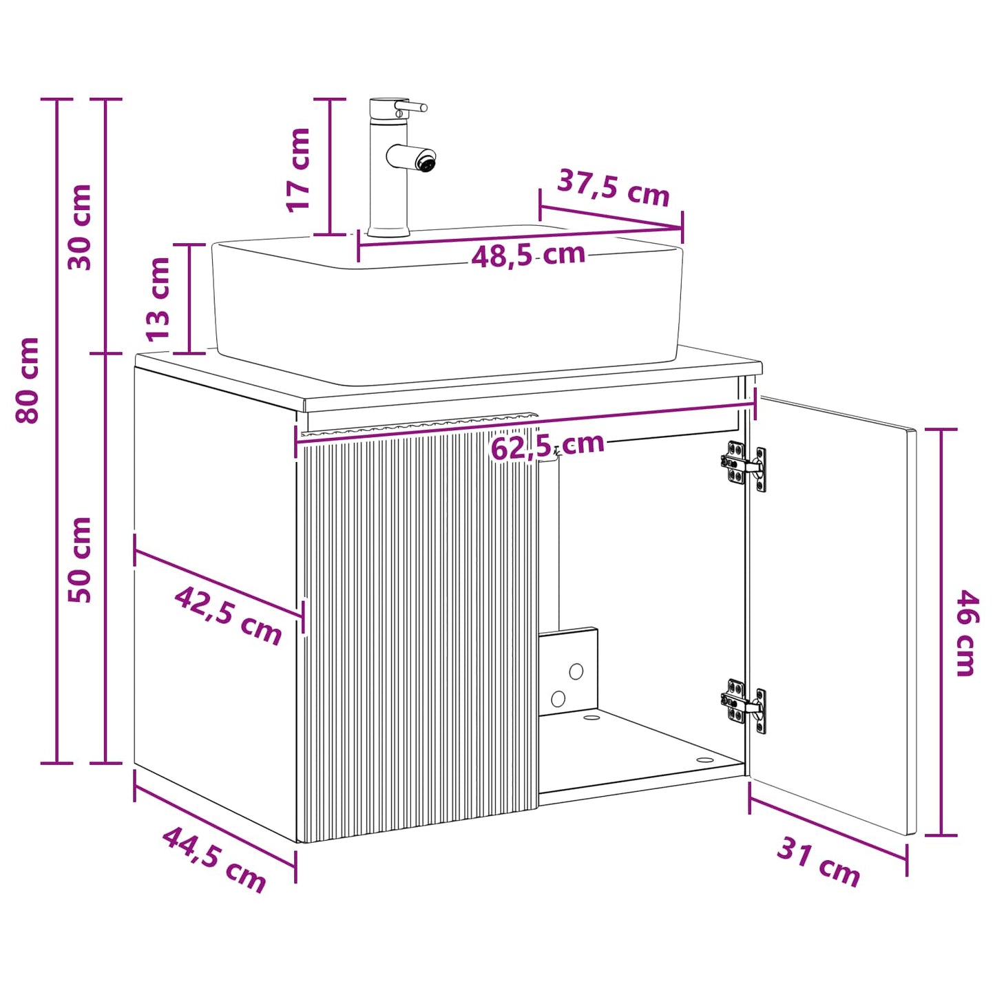 Bathroom Furniture Set Smoked Oak Engineered Wood