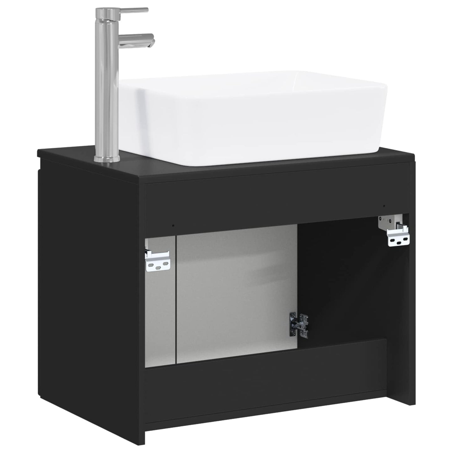 Bathroom Furniture Set Black Engineered Wood