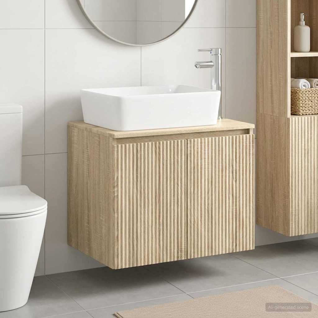 Bathroom Furniture Set Sonoma Oak Engineered Wood