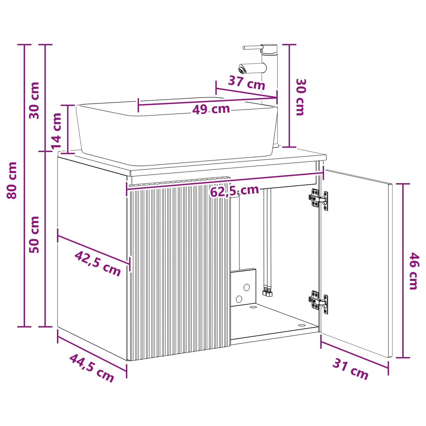 Bathroom Furniture Set High Gloss White Engineered Wood