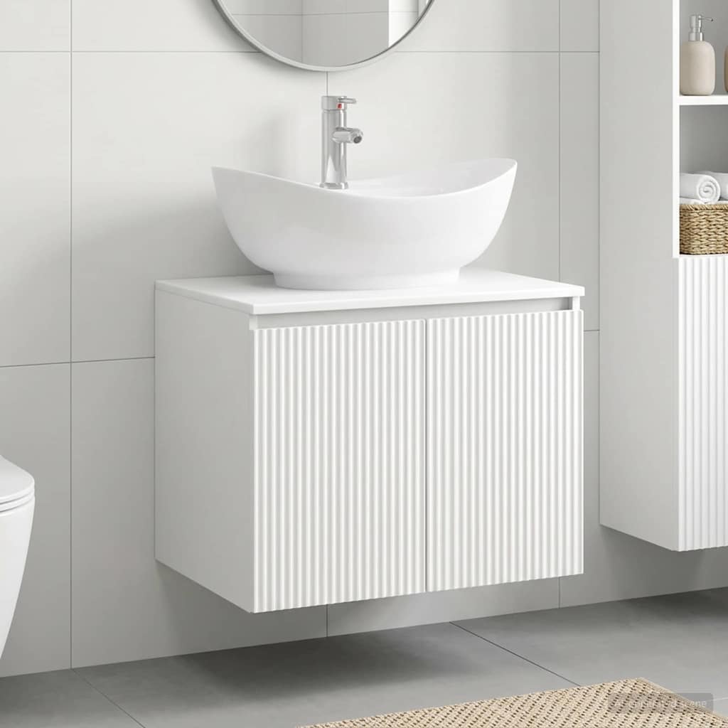 Bathroom Furniture Set White Engineered Wood
