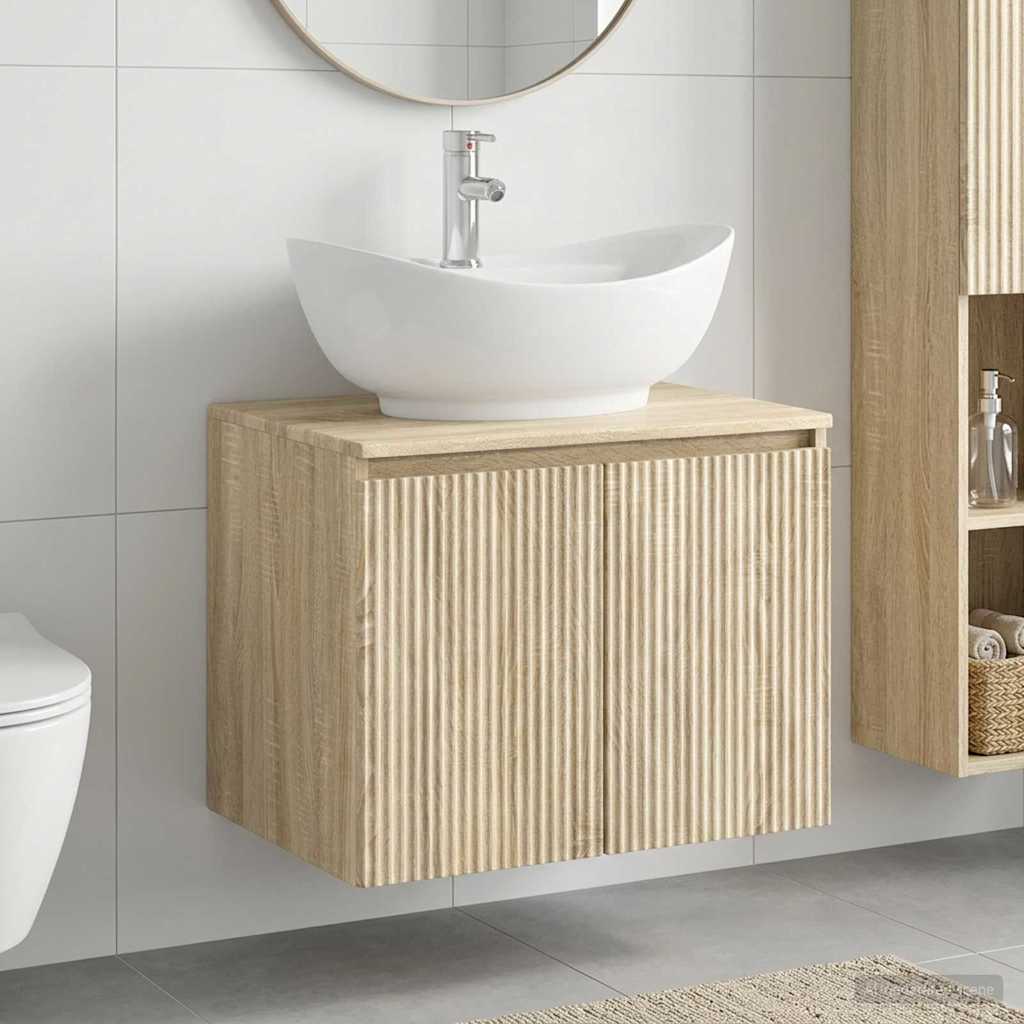 Bathroom Furniture Set Sonoma Oak Engineered Wood