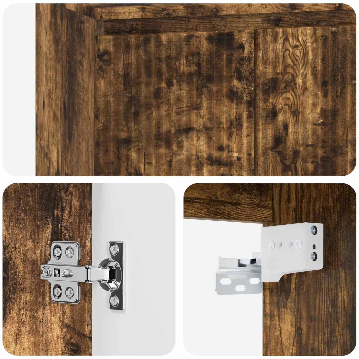 Bathroom Furniture Set Smoked Oak Engineered Wood