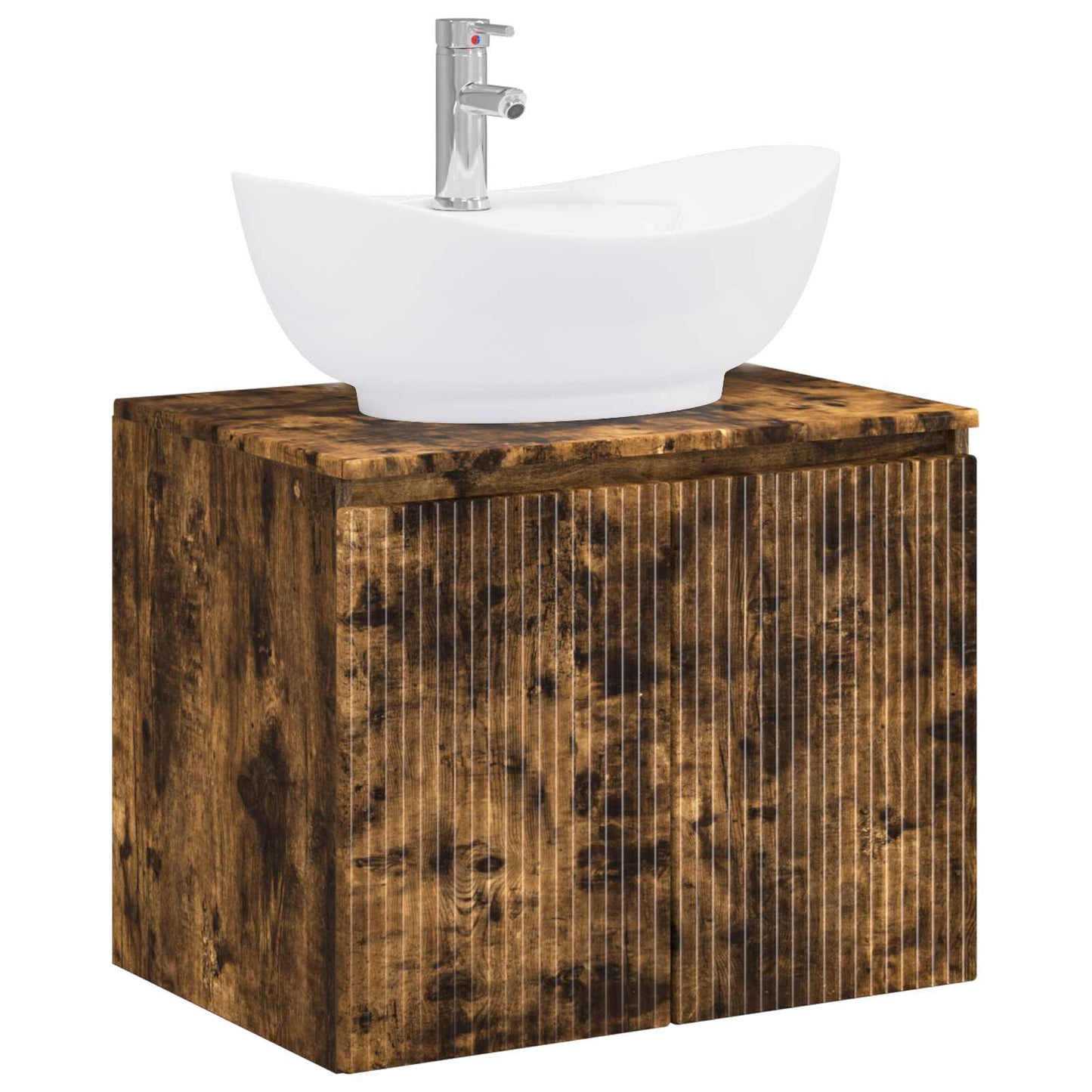 Bathroom Furniture Set Smoked Oak Engineered Wood