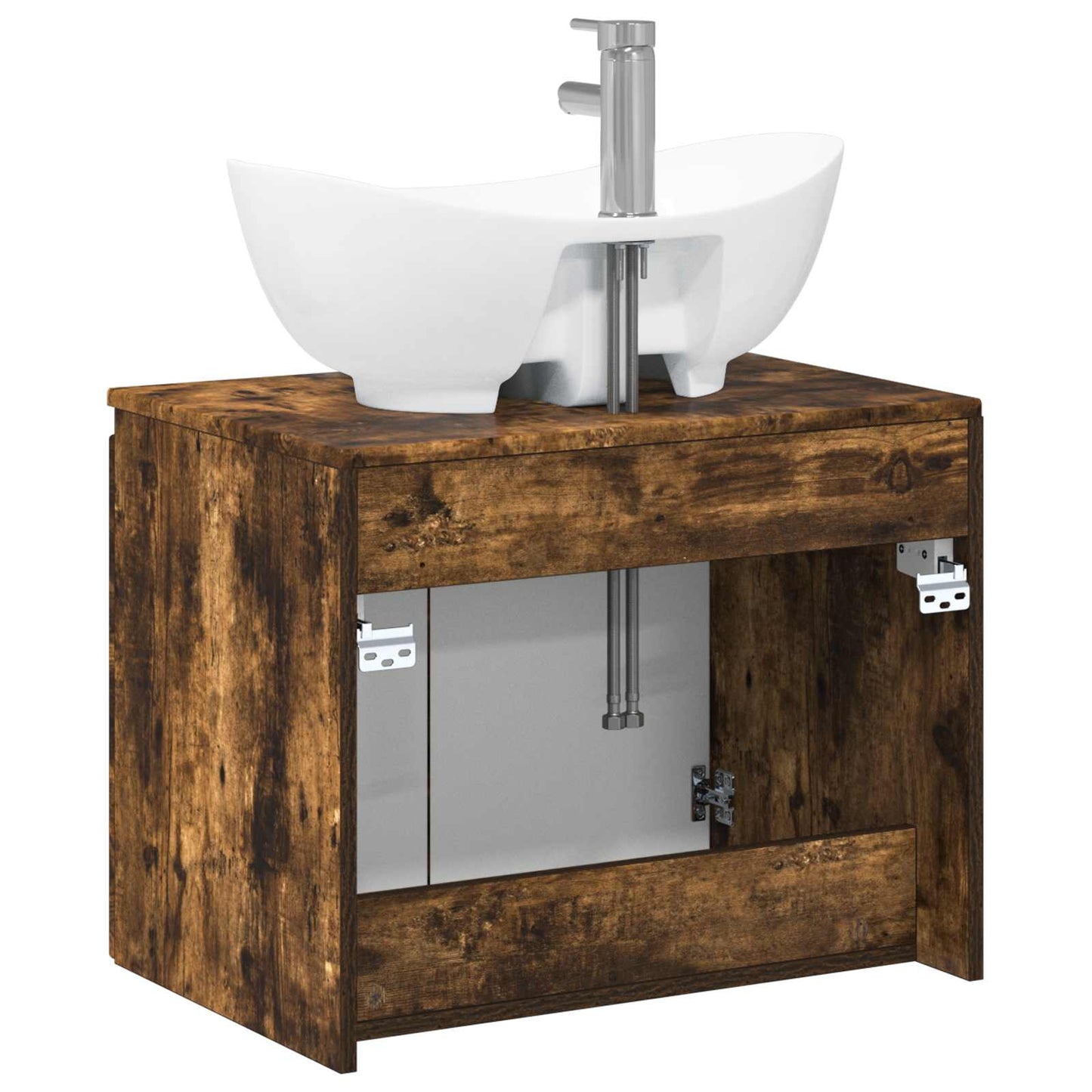 Bathroom Furniture Set Smoked Oak Engineered Wood