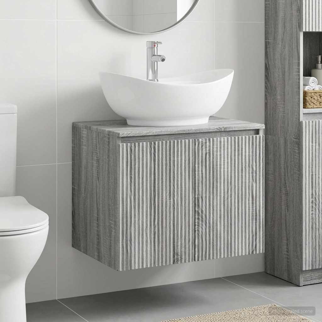 Bathroom Furniture Set Grey Sonoma Engineered Wood