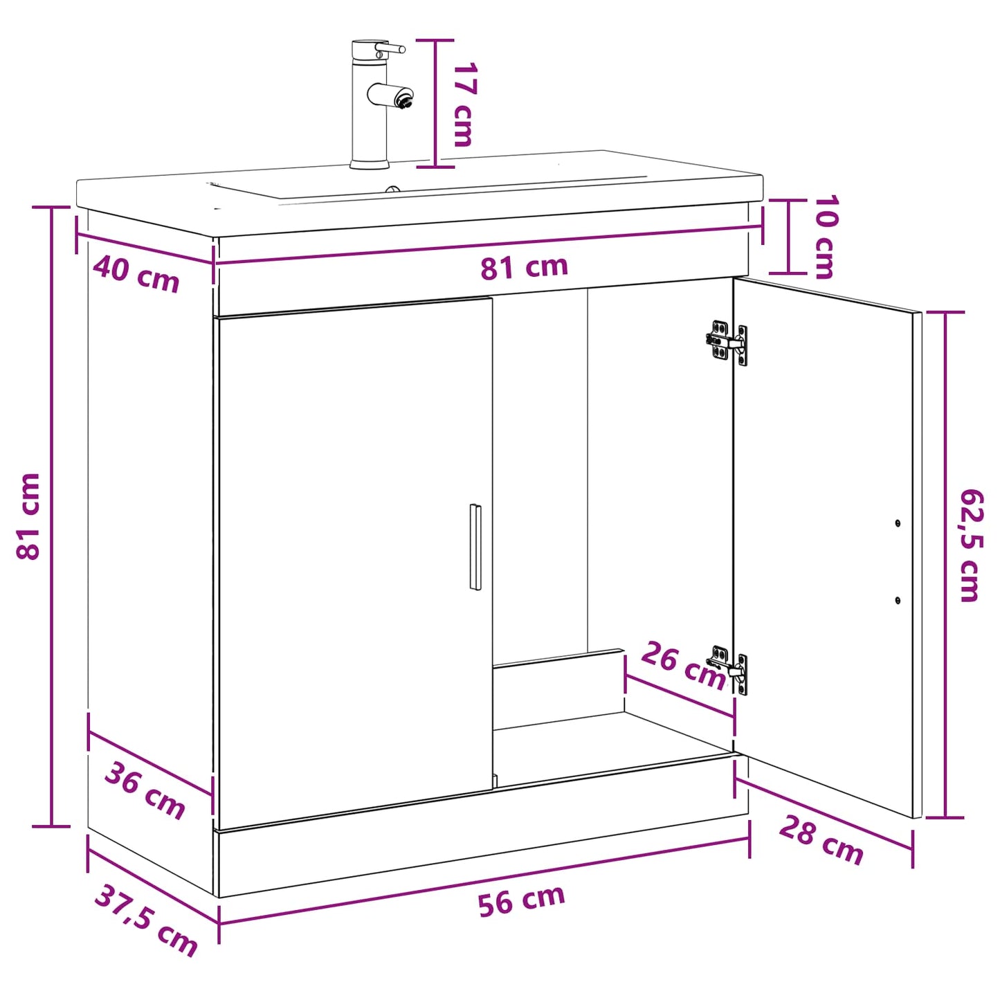 Bathroom Furniture Set Concrete Grey 81 x 40 x 84.5 cm