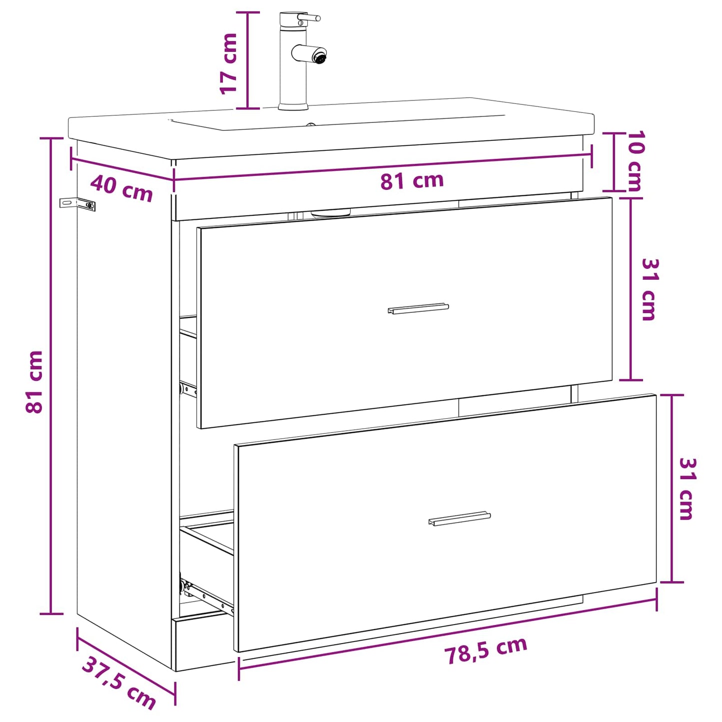 Bathroom Furniture Set White 81 x 40 x 84.5 cm Engineered Wood