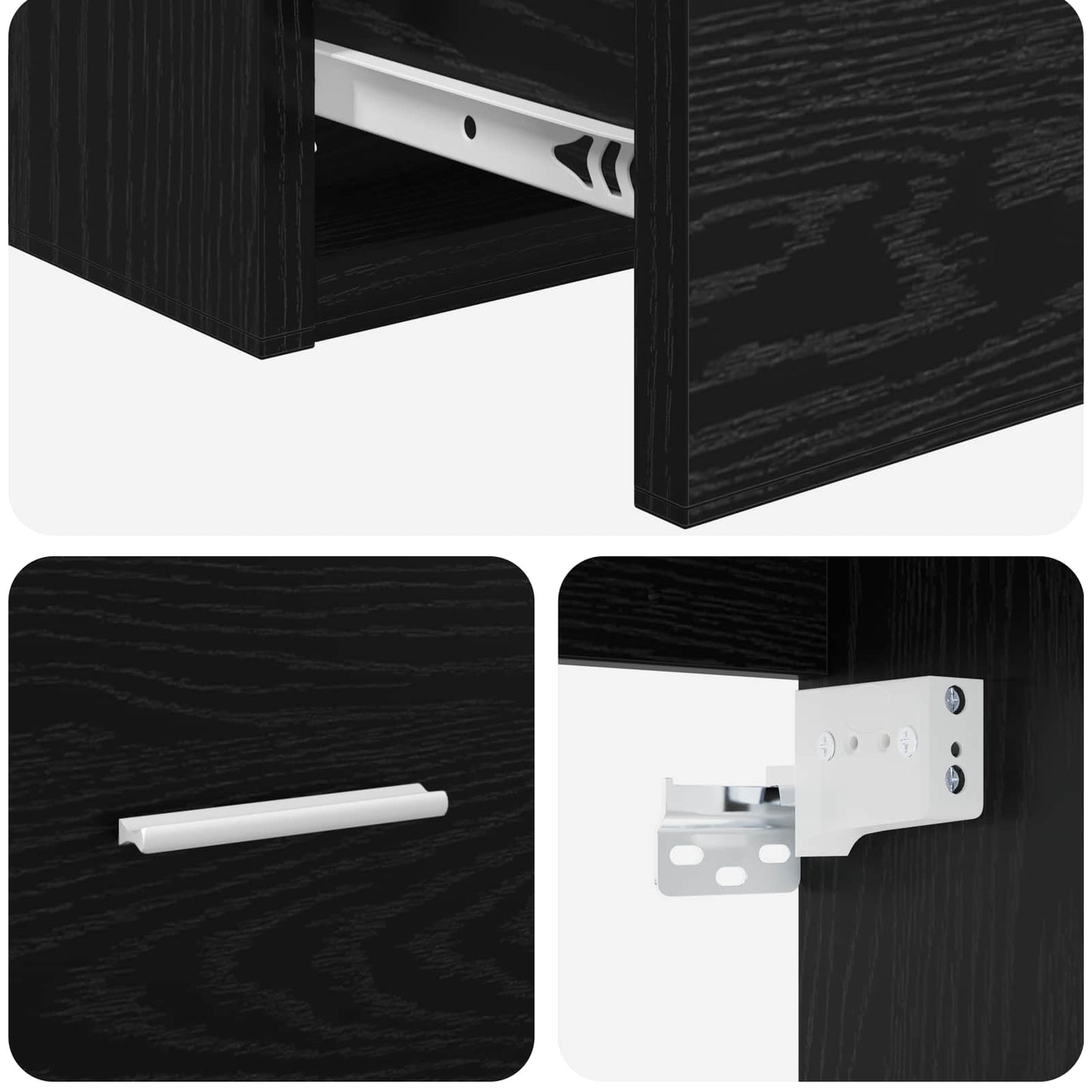 Bathroom Furniture Set Black Oak Engineered Wood