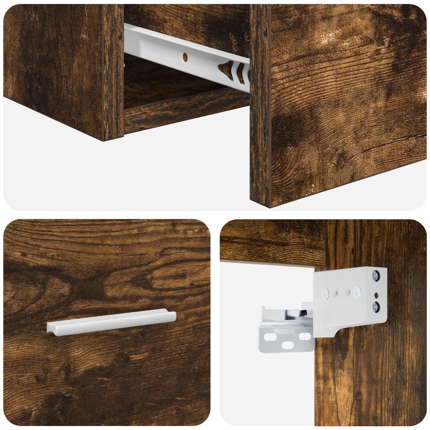 Bathroom Furniture Set Smoked Oak Engineered Wood