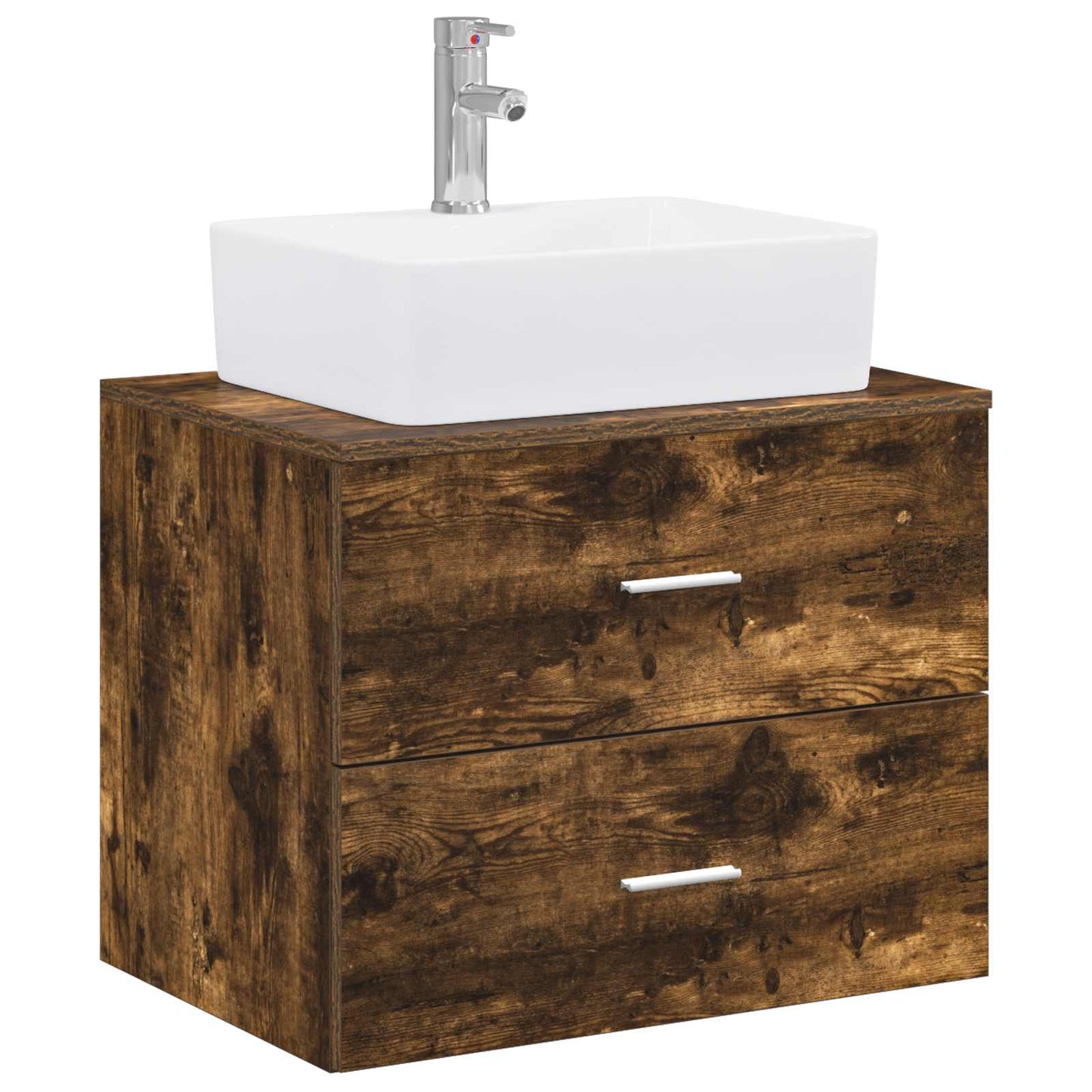 Bathroom Furniture Set Smoked Oak Engineered Wood