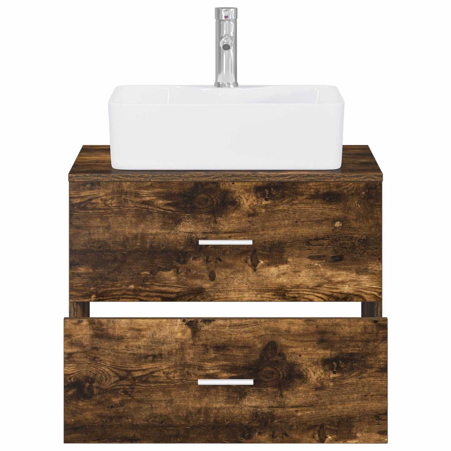 Bathroom Furniture Set Smoked Oak Engineered Wood