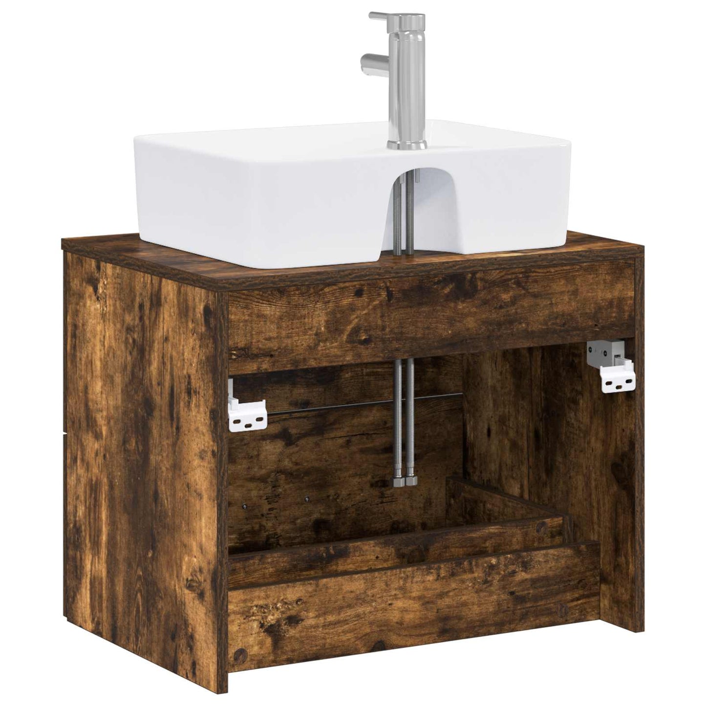 Bathroom Furniture Set Smoked Oak Engineered Wood