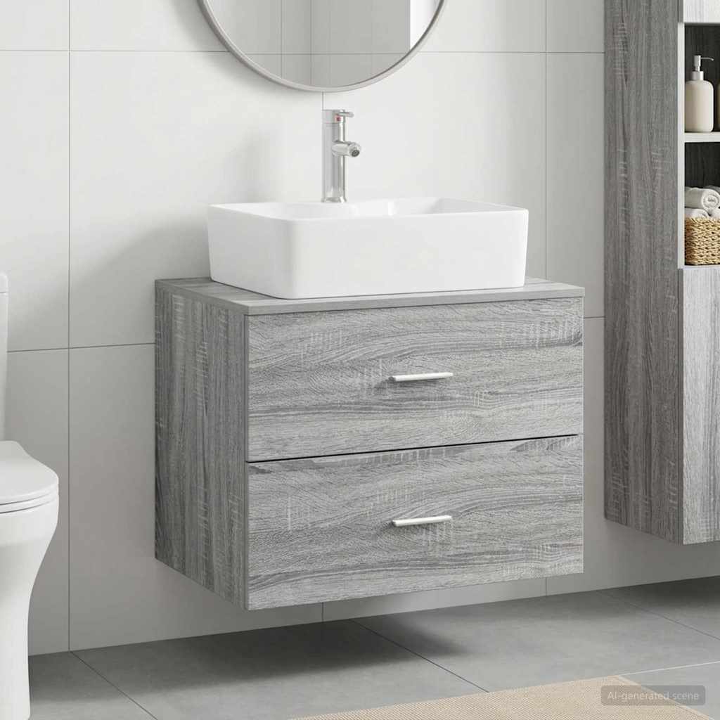 Bathroom Furniture Set Grey Sonoma Engineered Wood