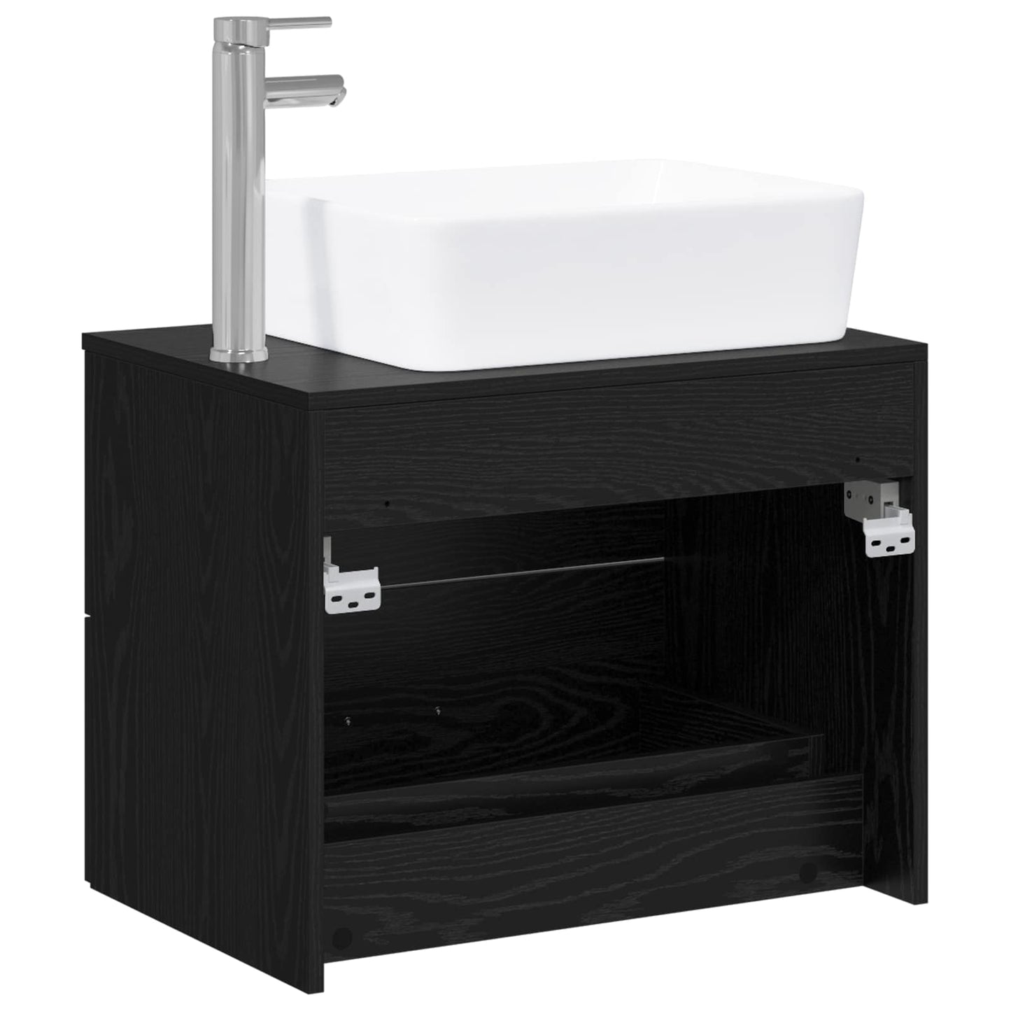 Bathroom Furniture Set Black Oak Engineered Wood