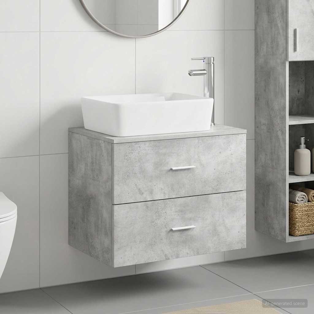 Bathroom Furniture Set Concrete Grey Engineered Wood
