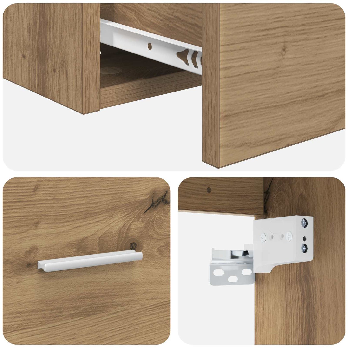 Bathroom Furniture Set Artisan Oak Engineered Wood