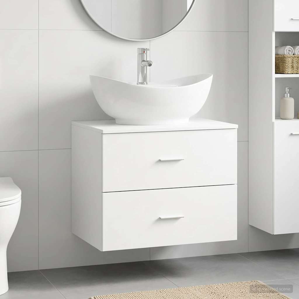 Bathroom Furniture Set White Engineered Wood