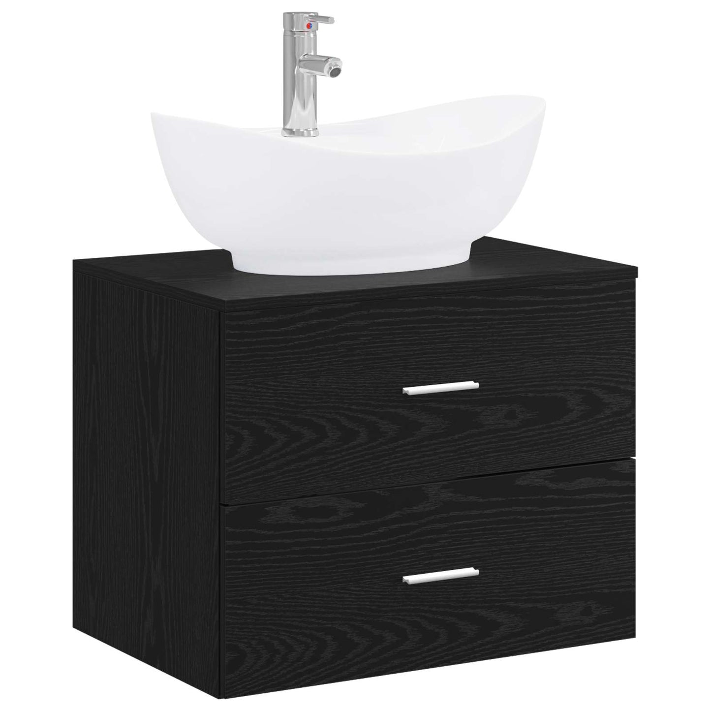 Bathroom Furniture Set Black Oak Engineered Wood