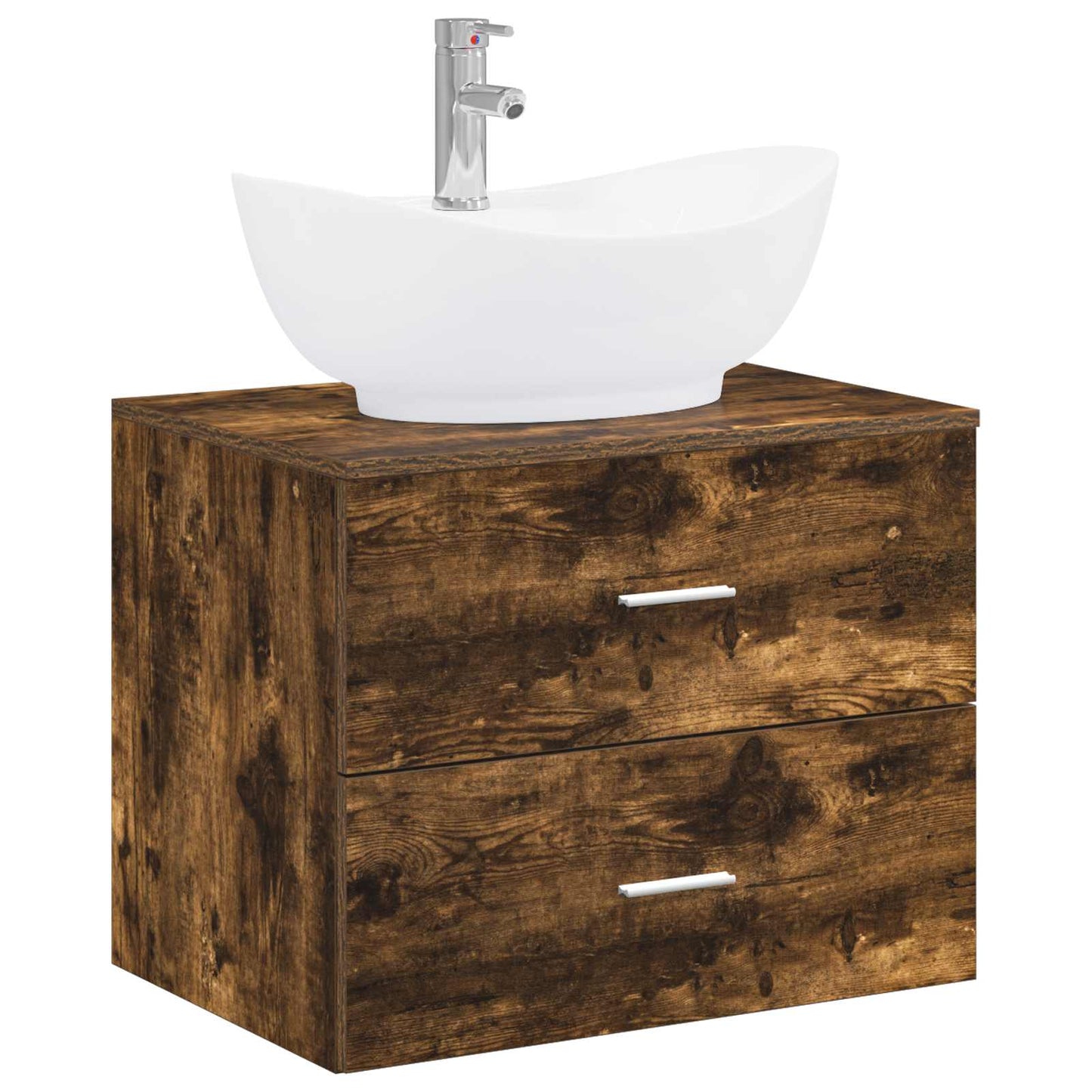 Bathroom Furniture Set Smoked Oak Engineered Wood