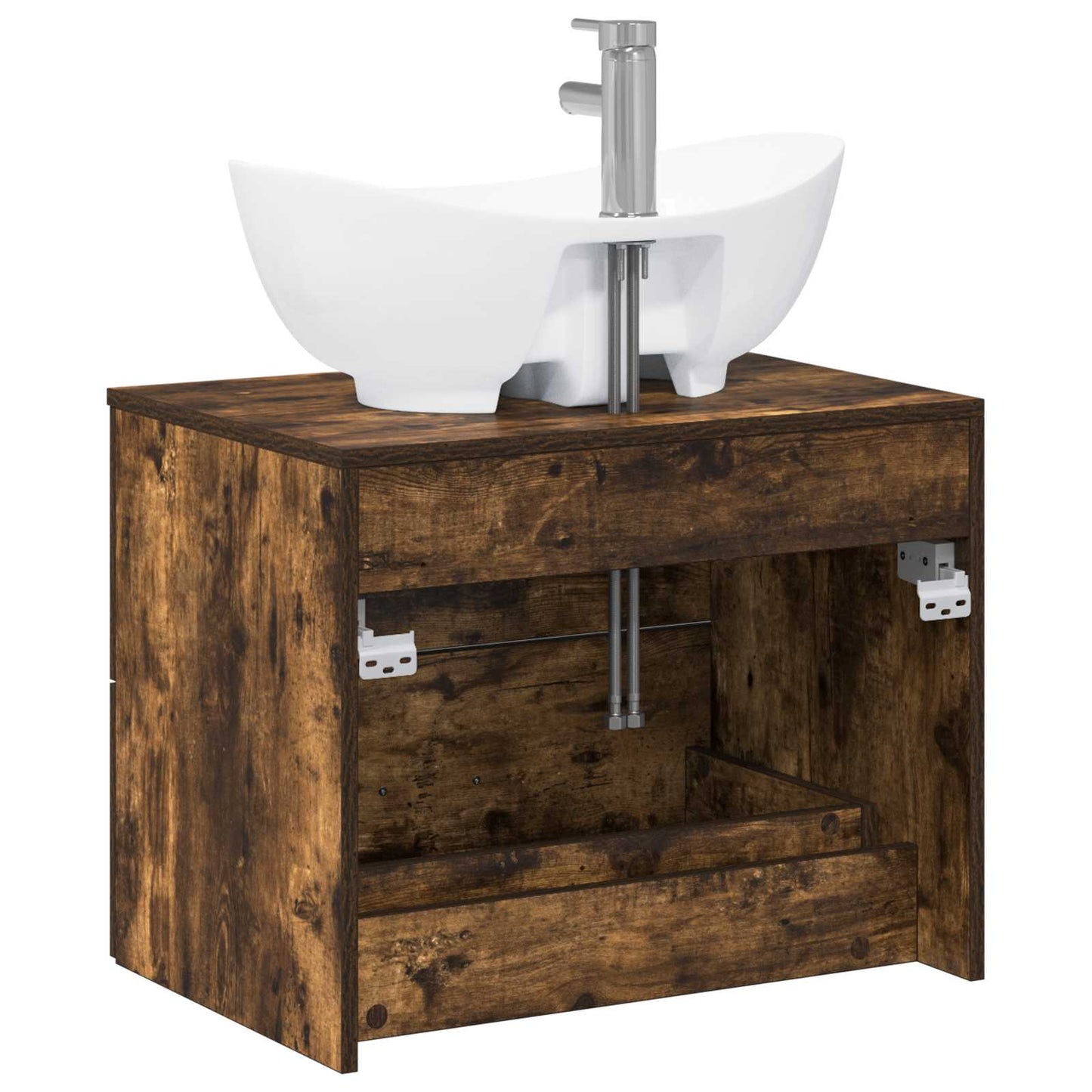 Bathroom Furniture Set Smoked Oak Engineered Wood