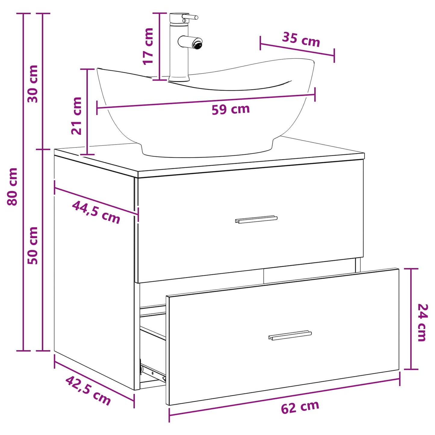 Bathroom Furniture Set Grey Sonoma Engineered Wood