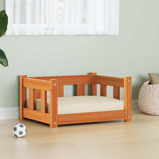 Dog Bed 55 x 45 x 28 cm Solid Pine Wood Wax Brown