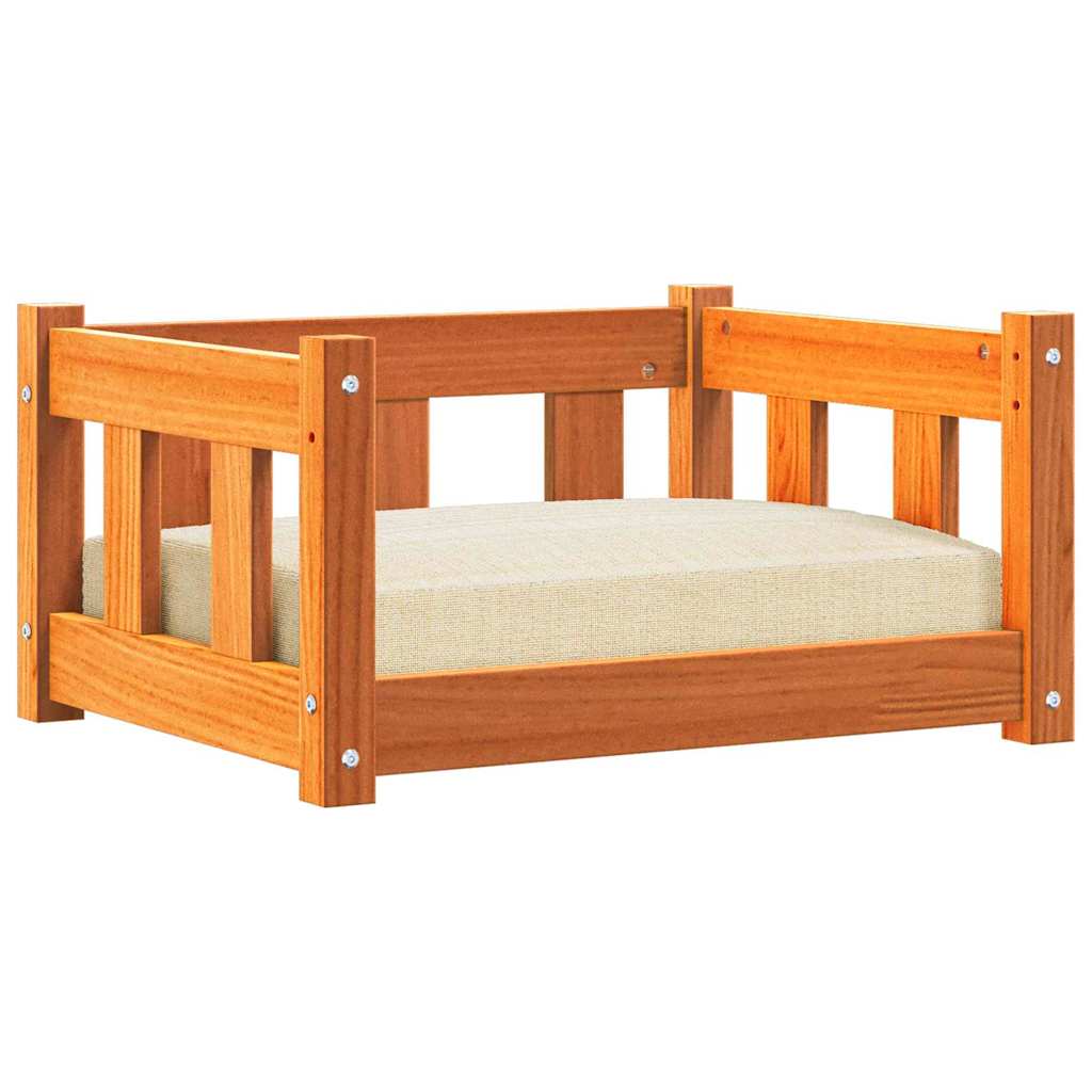 Dog Bed with Storage Wax Brown 55 x 45 x 28 cm Solid Pine Wood