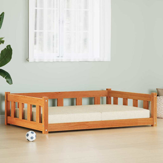 Dog Bed 100 x 70 x 28 cm Solid Pine Wood Wax Brown