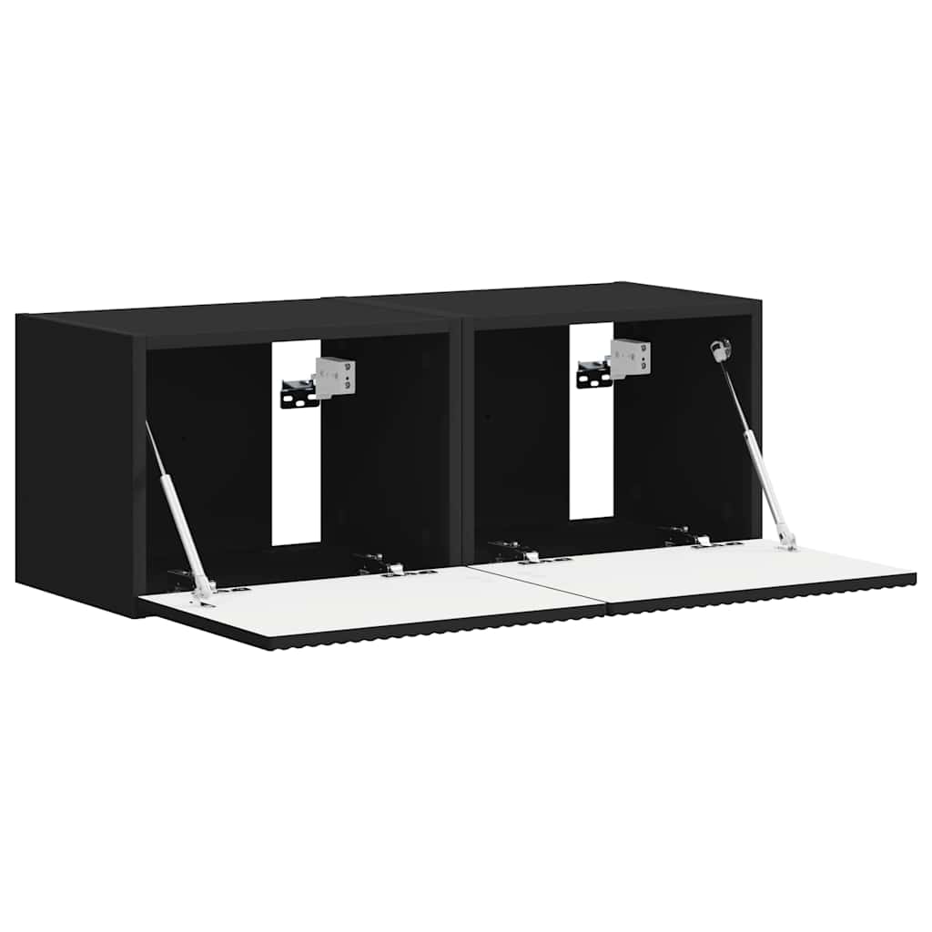 TV Wall Cabinet 2 pcs Black 39 x 31 x 29.5 cm Engineered Wood