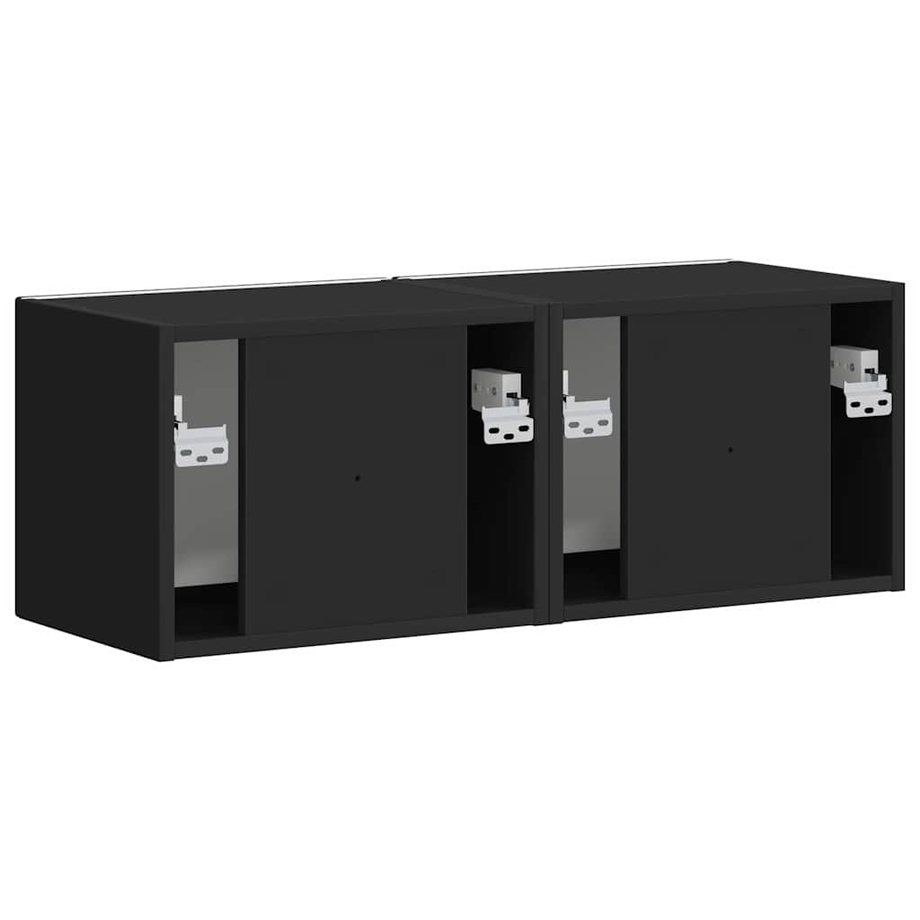 TV Wall Cabinet 2 pcs Black 39 x 31 x 29.5 cm Engineered Wood