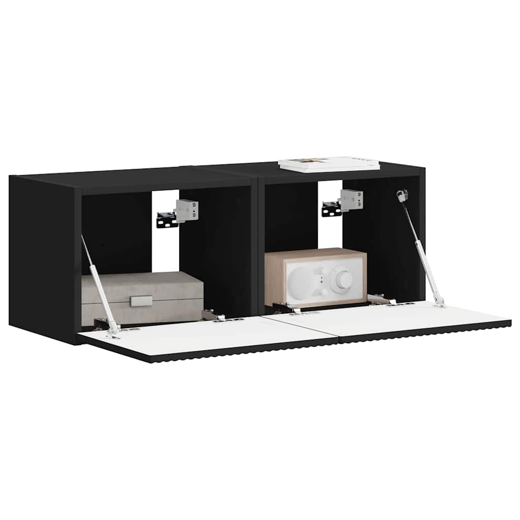 TV Wall Cabinet 2 pcs Black 39 x 31 x 29.5 cm Engineered Wood