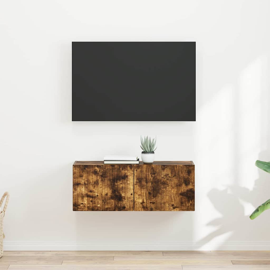 TV Wall Cabinet Wall-mounted 2 pcs Smoked Oak 39 x 31 x 29.5 cm