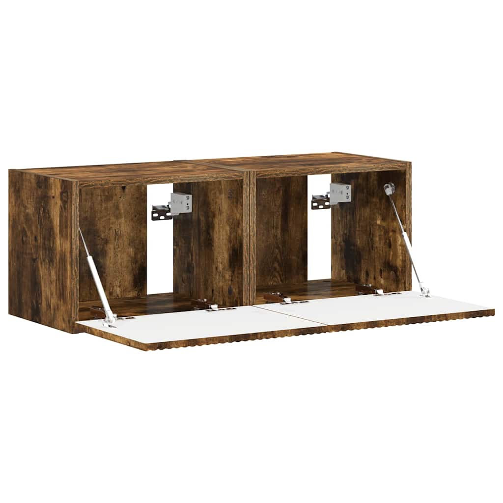 TV Wall Cabinet Wall-mounted 2 pcs Smoked Oak 39 x 31 x 29.5 cm