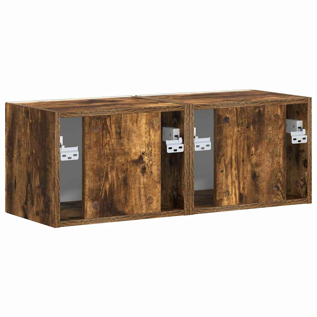 TV Wall Cabinet Wall-mounted 2 pcs Smoked Oak 39 x 31 x 29.5 cm
