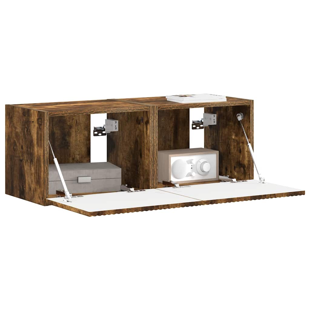 TV Wall Cabinet Wall-mounted 2 pcs Smoked Oak 39 x 31 x 29.5 cm