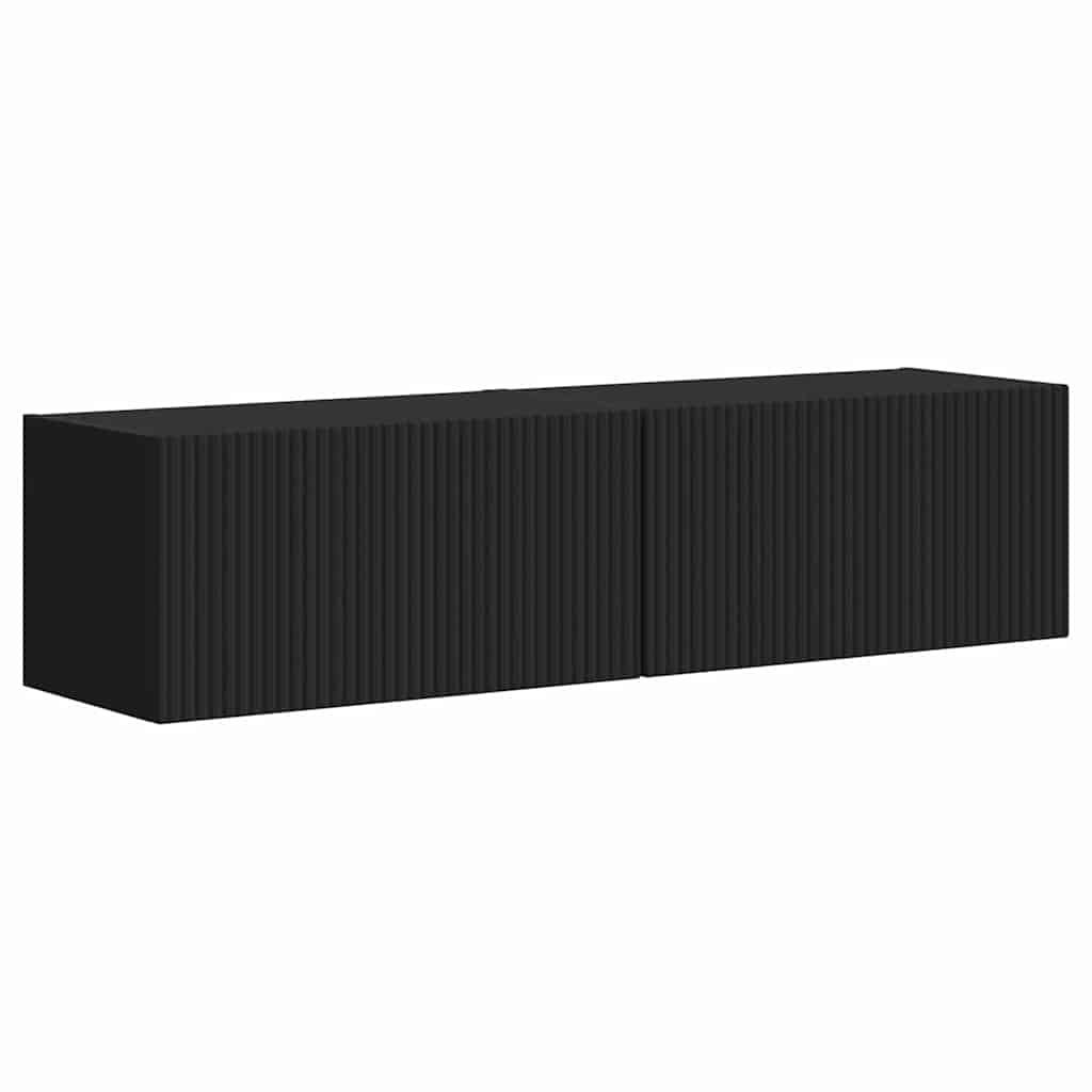 TV Wall Cabinet 2 pcs Black 60 x 31 x 29.5 cm Engineered Wood