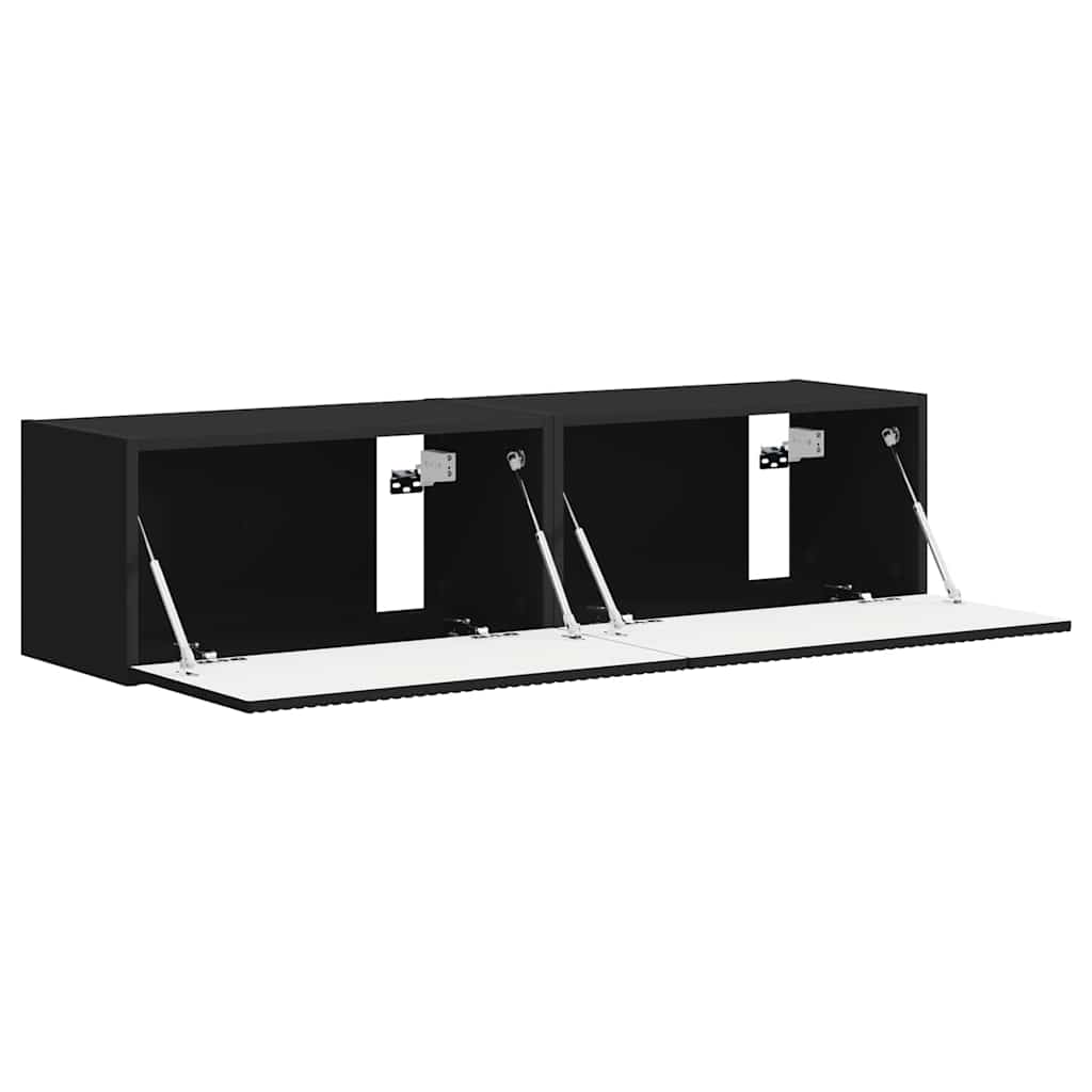 TV Wall Cabinet 2 pcs Black 60 x 31 x 29.5 cm Engineered Wood