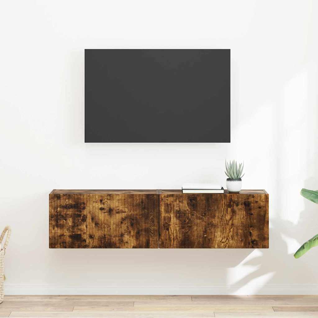 TV Wall Cabinet Wall-mounted 2 pcs Smoked Oak 60 x 31 x 29.5 cm