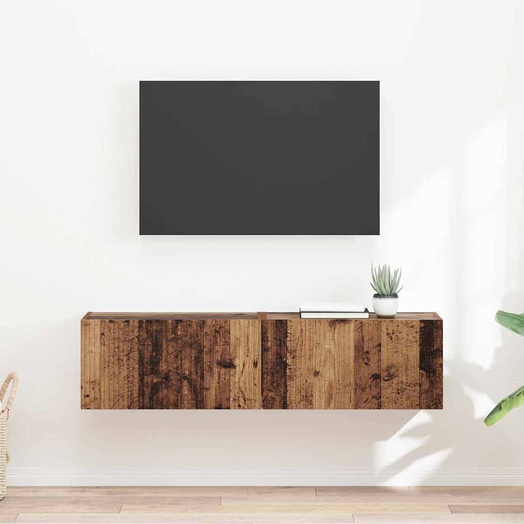 TV Wall Cabinet 2 pcs Old Wood Engineered Wood