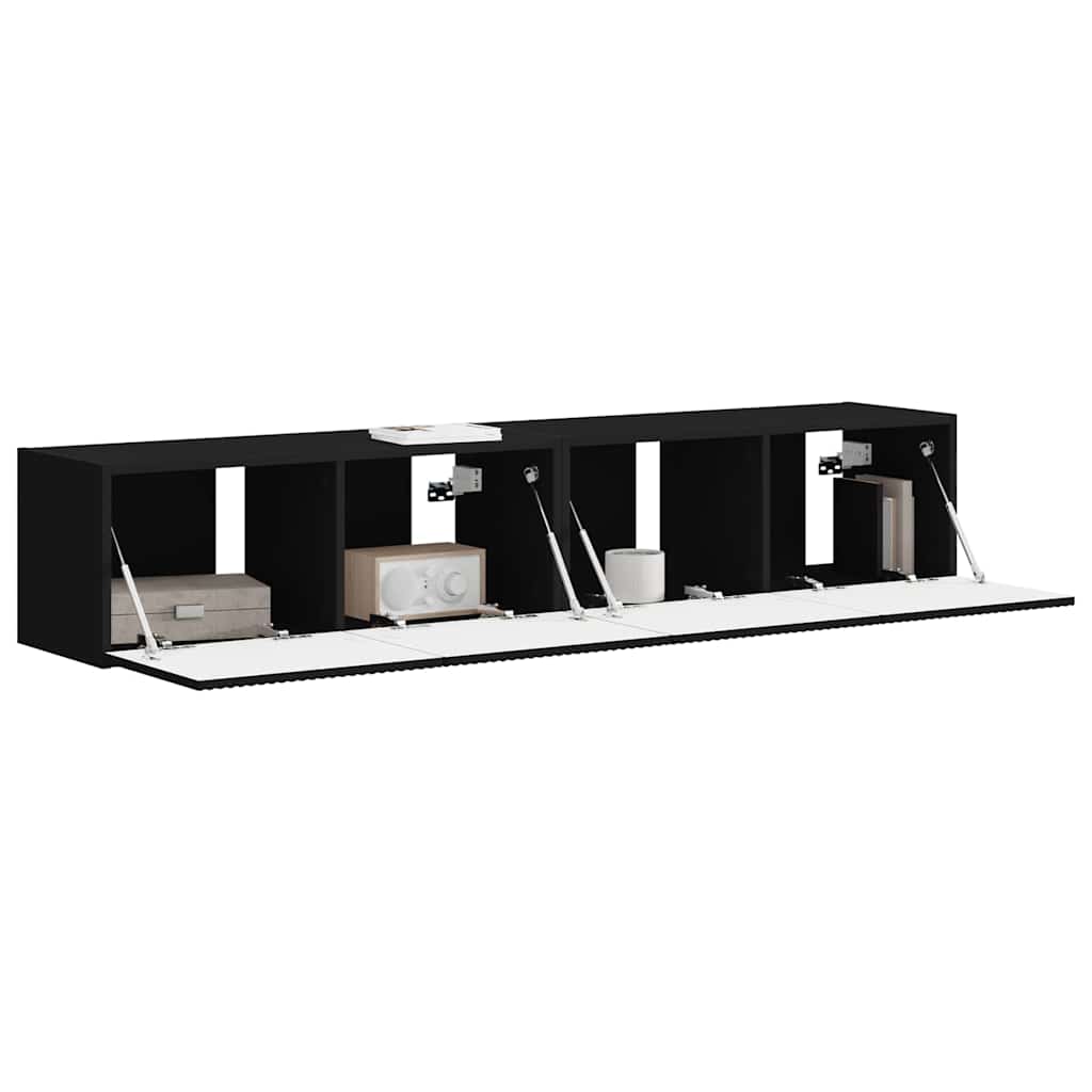 TV Wall Cabinet 2 pcs Black 78.5 x 31 x 29.5 cm Engineered Wood